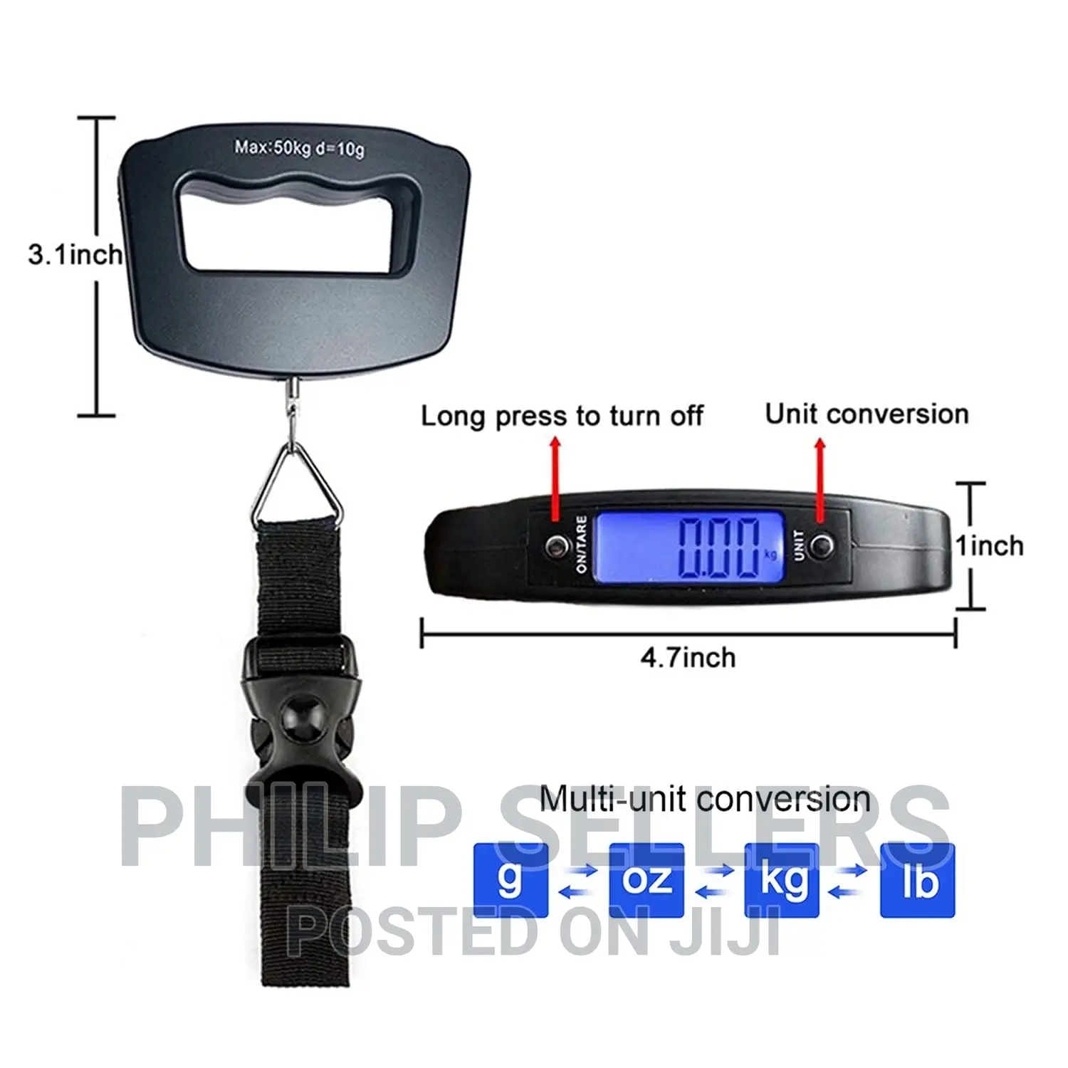 Handheld Portable Digital Luggage Scale With Grip - Travel P
