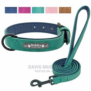 Vip Pu Leather Personalized Dog Id Tag Collar and Leash Set - thumbnail 2