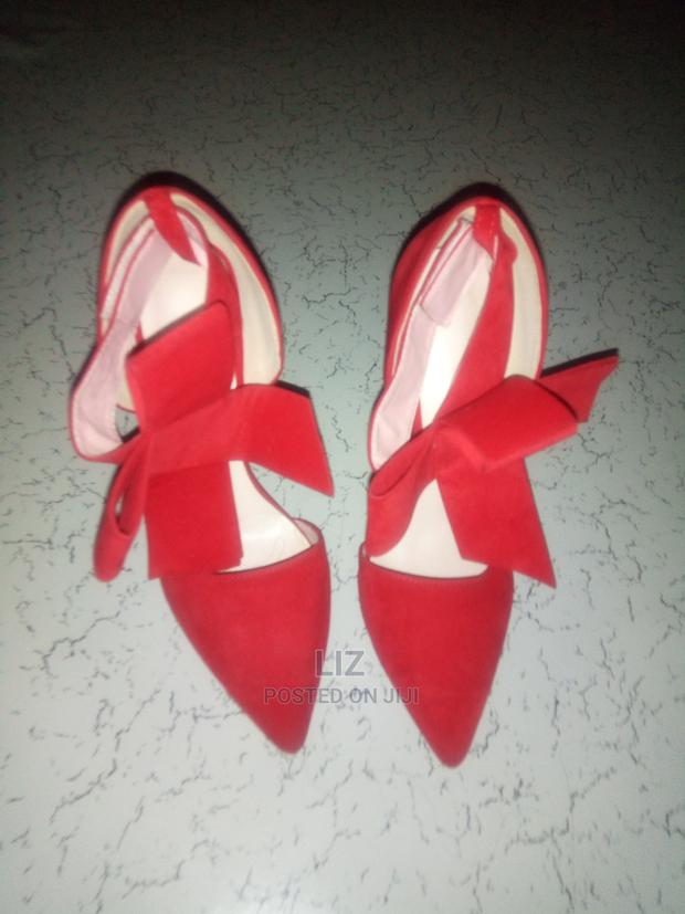Elegant Red Suede Stiletto Heels – Bow Ankle Wrap, Pointed Toe - thumbnail 3