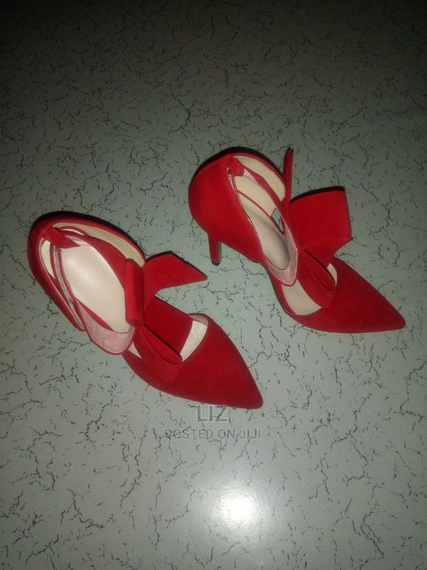 Elegant Red Suede Stiletto Heels – Bow Ankle Wrap, Pointed Toe - thumbnail 4