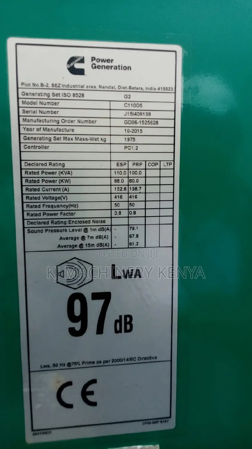 100kva Slightly Used Cummins Power Generator for Sale