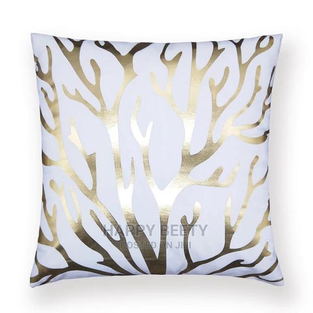 White and Gold Themed Throw Pillows - main view