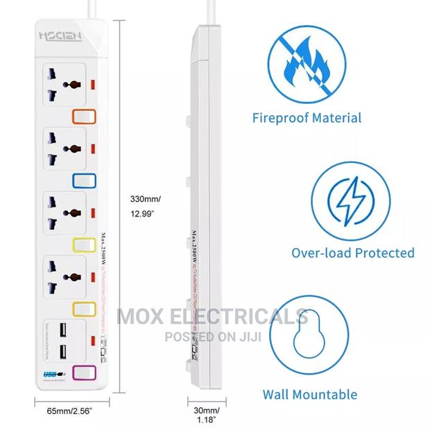Quality 4way Extension, 2usb Ports, Surge Protector. - thumbnail 2