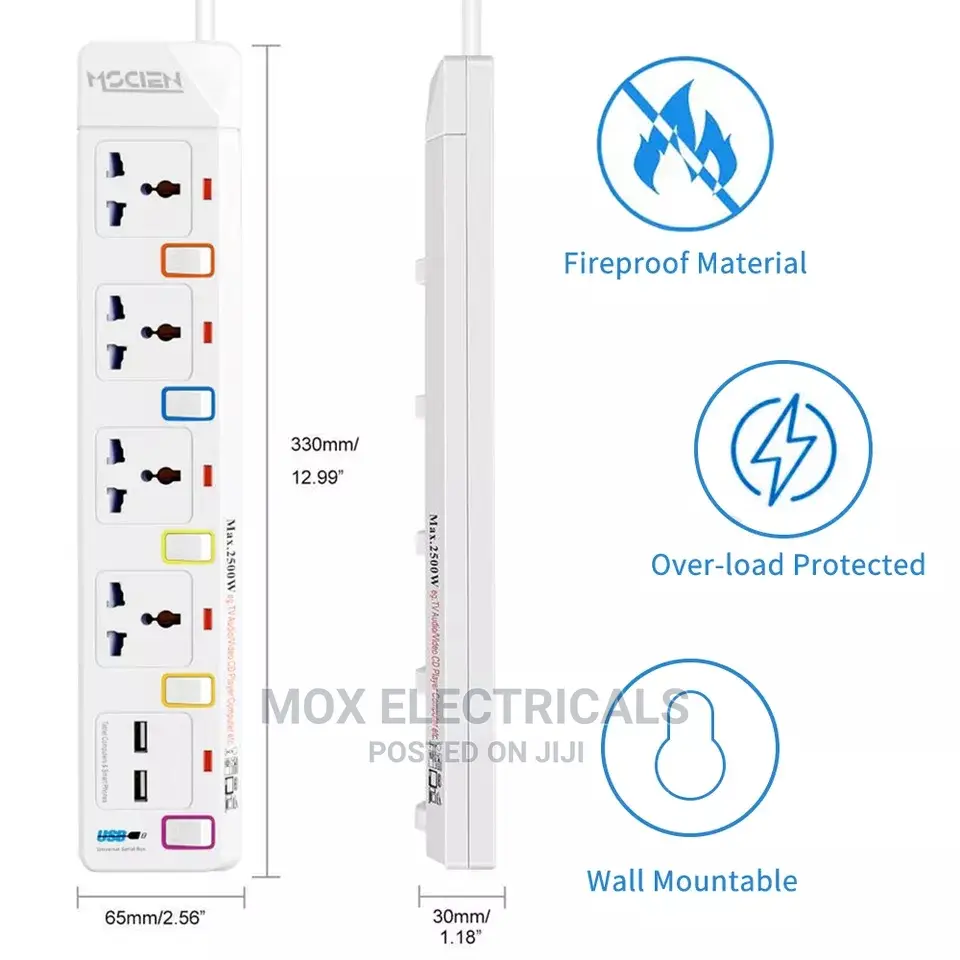 Quality 4way Extension, 2usb Ports, Surge Protector.