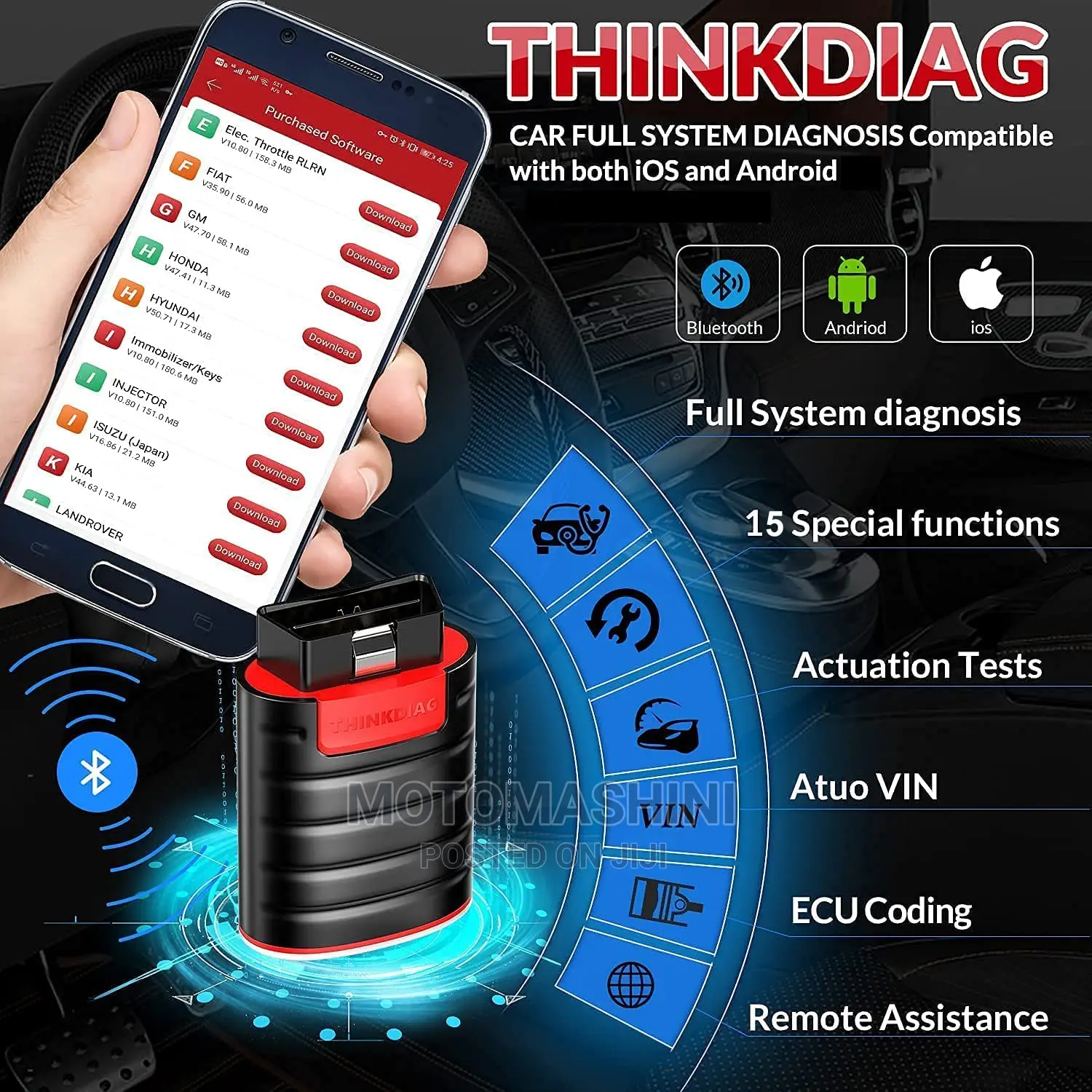 Thinkdiag Obd-Ii Vehicle All Systems Bluetooth Diagnosis Vci Dongle