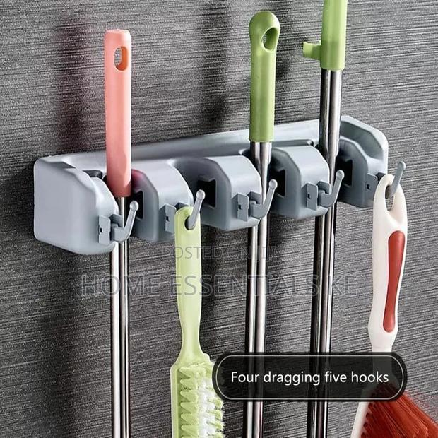 *Heavy Mop Holder With Hooks Blue and Grey* - thumbnail 2