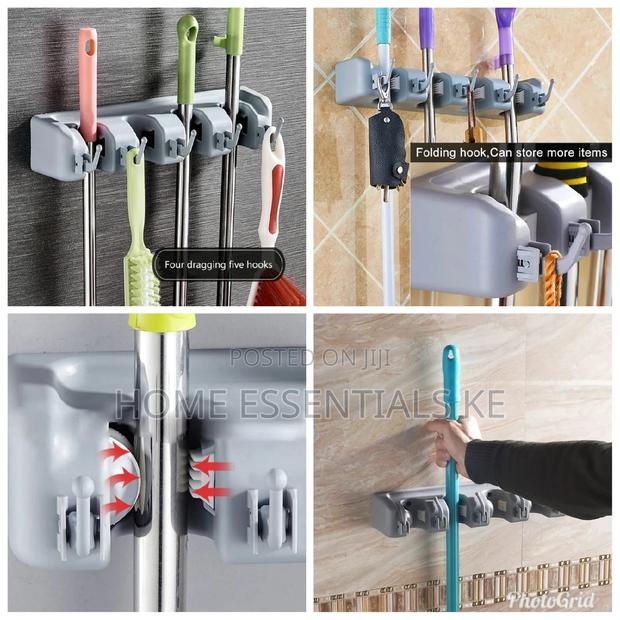 *Heavy Mop Holder With Hooks Blue and Grey*