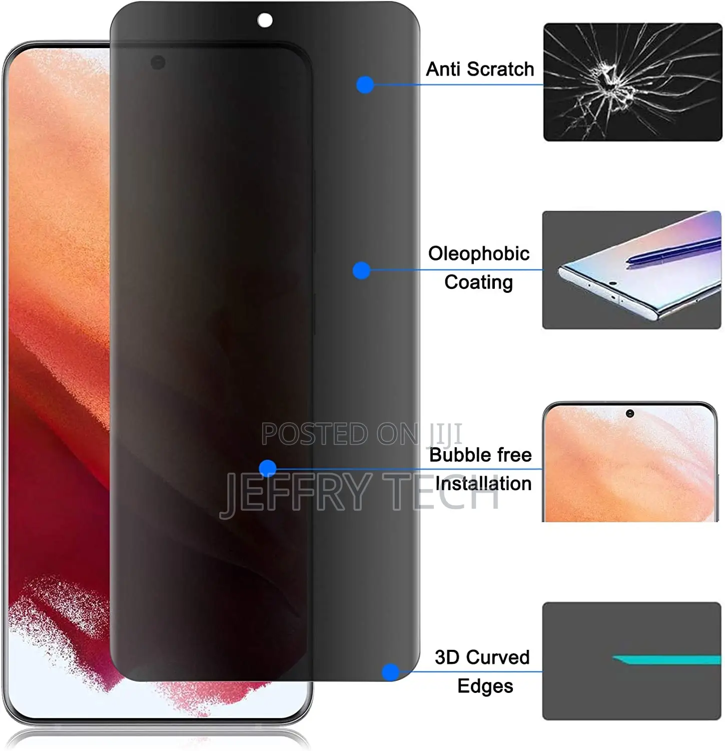 Galaxy S21 Ultra Privacy Screen Protector, [Case Friendly] [