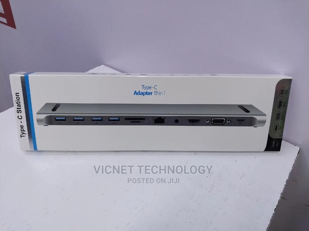 11 in 1 Type C Dock Station With Vga,Hdmi,Audio,Usb 3.0, Lan
