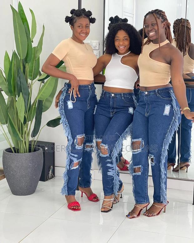 Ladies Quality Ragged Mommy Jeans - main view