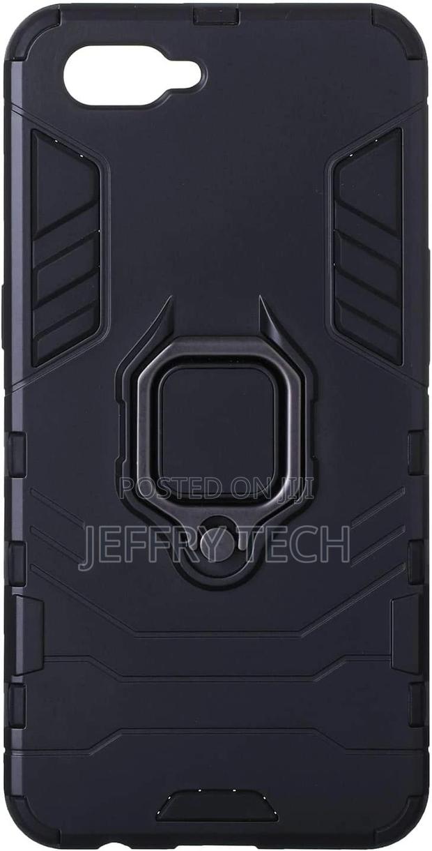 Iron Man Back Cover With Metal Ring for Oppo A3S - Black