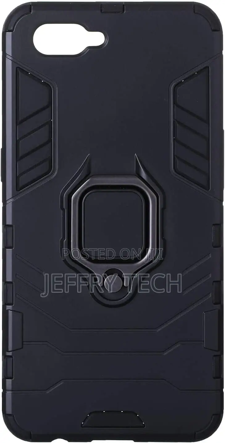 Iron Man Back Cover With Metal Ring for Oppo A3S - Black