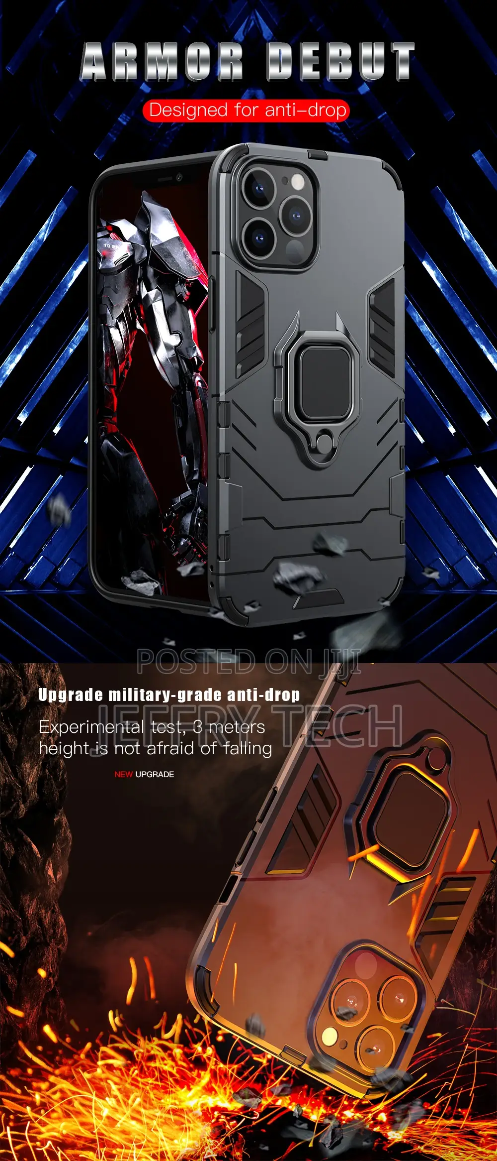 Shockproof Armor Case for iPhone 13 Pro Max 12 Mini Ring Sta