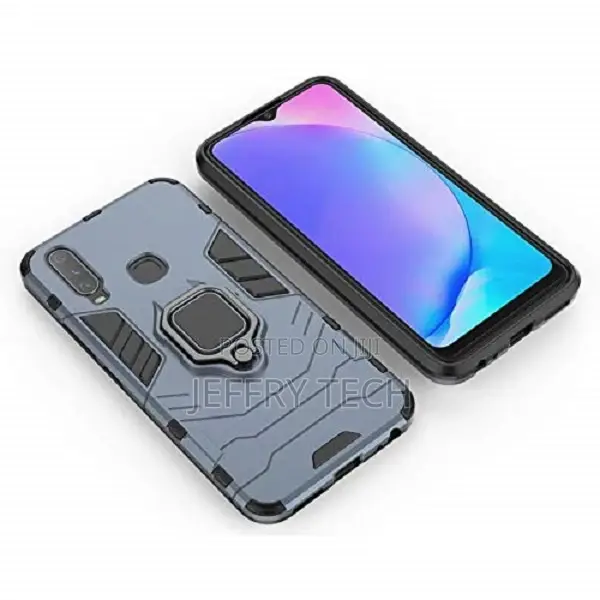 Ring Bumper Back Cover Kick Stand for Vivo Y12 - Blue