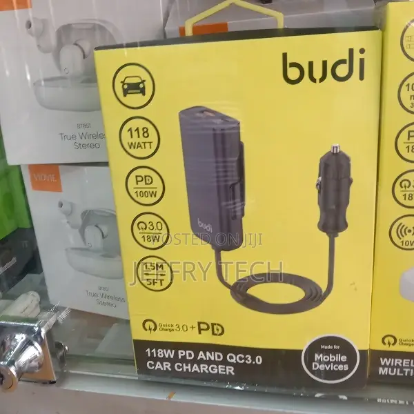 Budi 1.5m PD 100W QC 3.0 Car Charger CC069B (Support Laptops