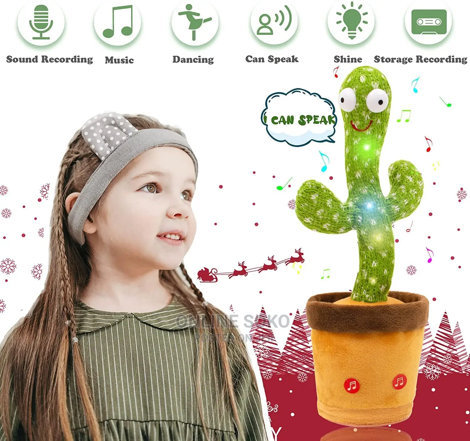 Kids Singing Talking Dancing Cactus Plush Toy
