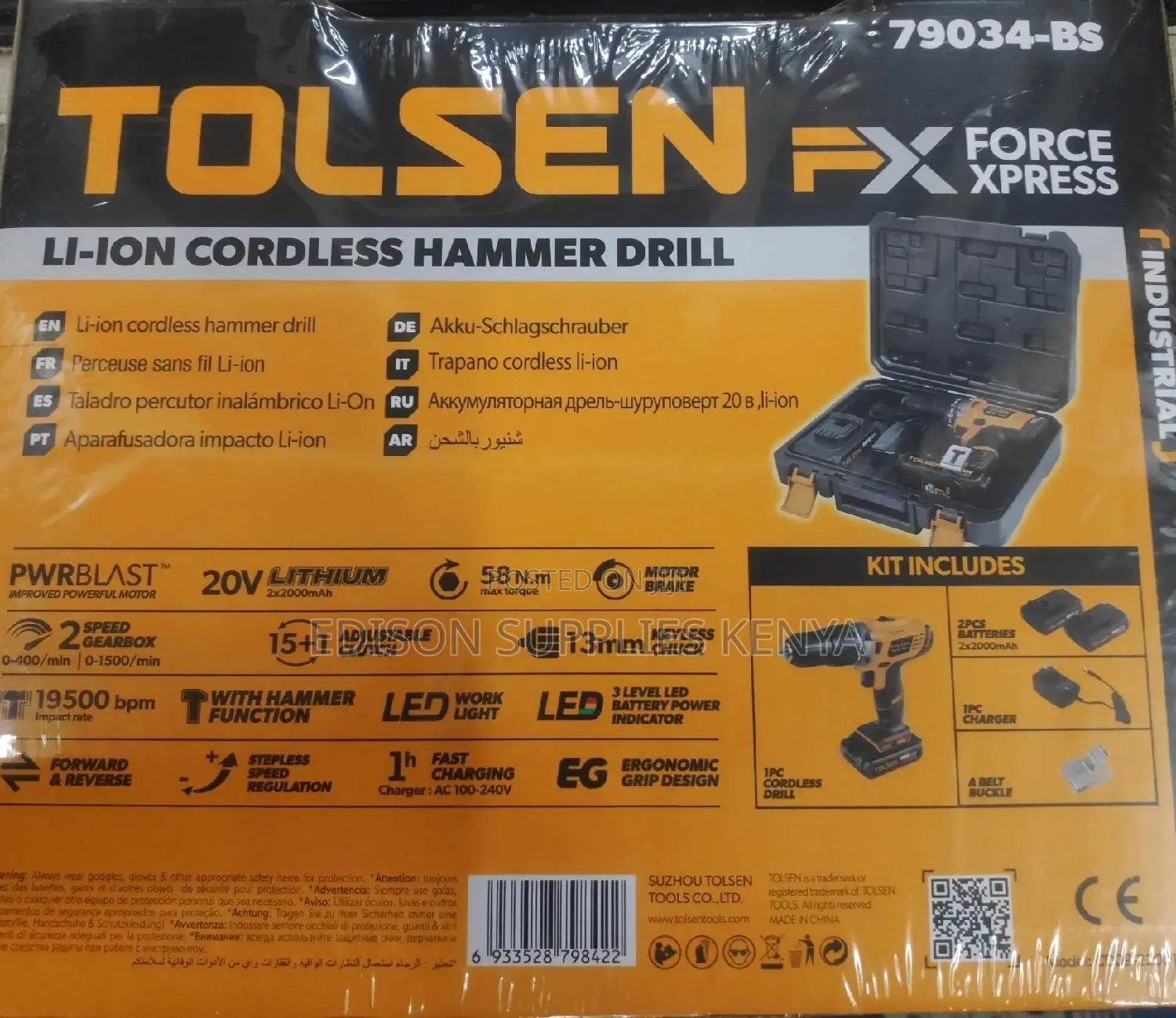 Cordless Drill Hammer Drill Tolsen Drill 20V + 2 Batteries