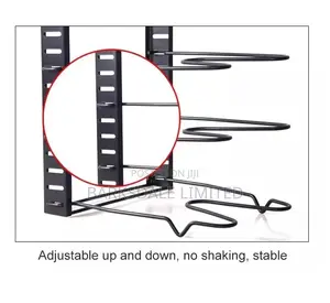 Adjustable Pans Pots Rack for Kitchen Lid Holder Black Metal