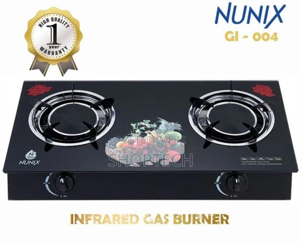 Nunix Infrared Two Burner Glass Cooker Gas Stove