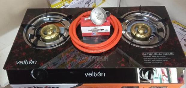 Complete Glass Double Burner Cooker Kit+2m Pipes +Regulator - main view