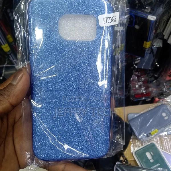 Blue Glitter Samsung Galaxy S7 Edge Case - main view