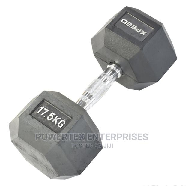 17.5 Kgs Rubber Hex Dumbbell - main view