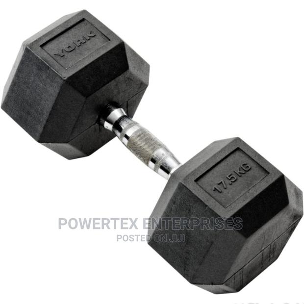 Rubber Hexagonal Dumbbell 17.5 KGS - main view