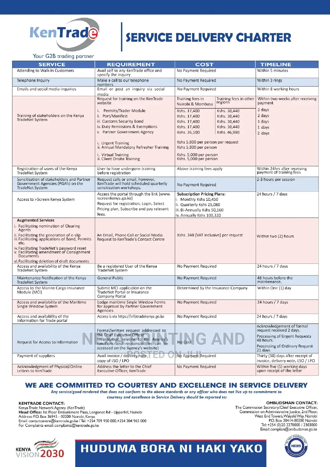 Services Delivery Charter Design And Or Printing
