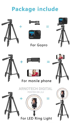 Youtube Tiktok Vlogging Kit With Stand + Mic + Led Light