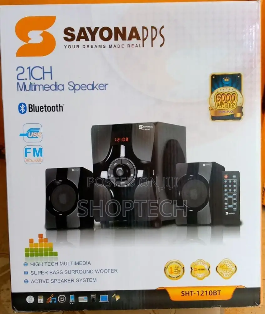 6000watts 3.1ch Sayona Sht-1210bt Multimedia Speaker System.