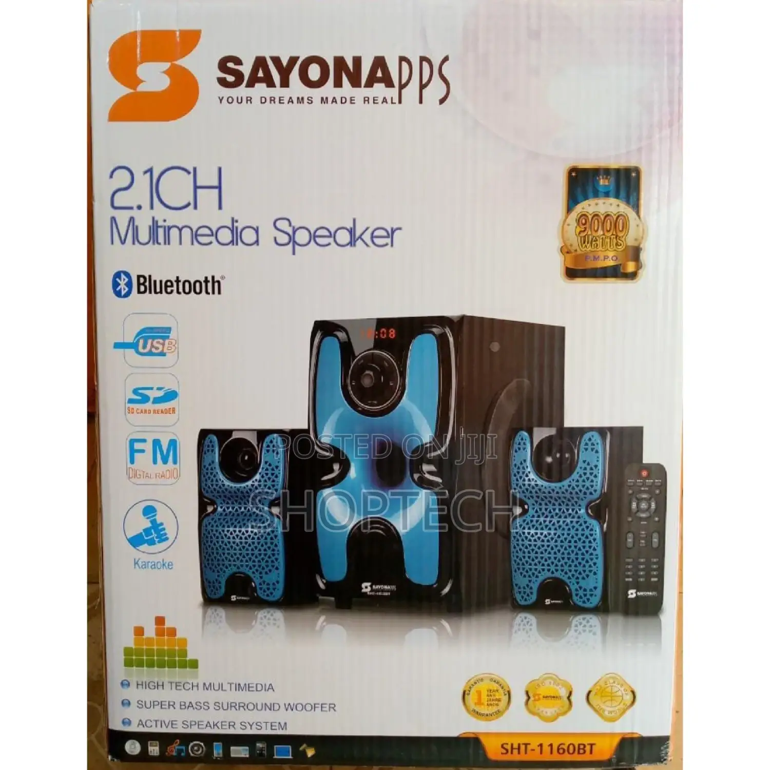 2.1ch Sayona Sht-1160bt Multimedia Speaker System.