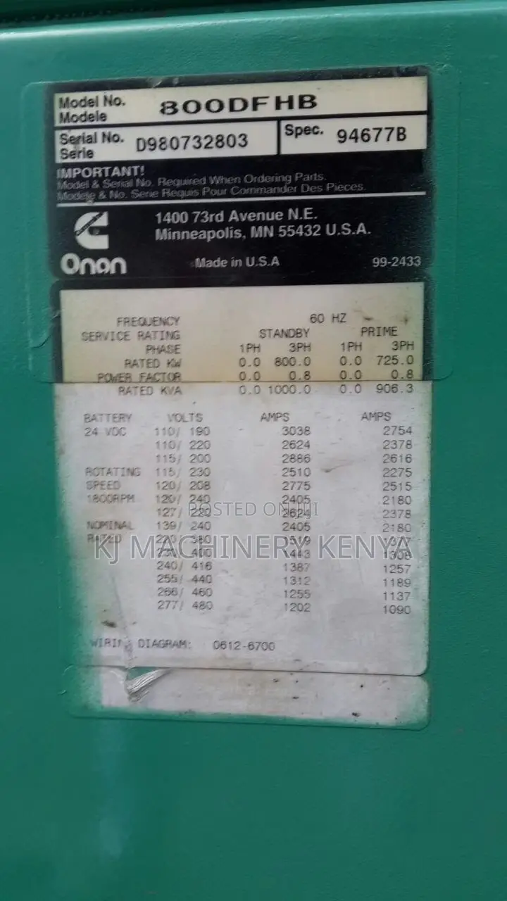 1000KVA Cummins Power Generator on SALE!