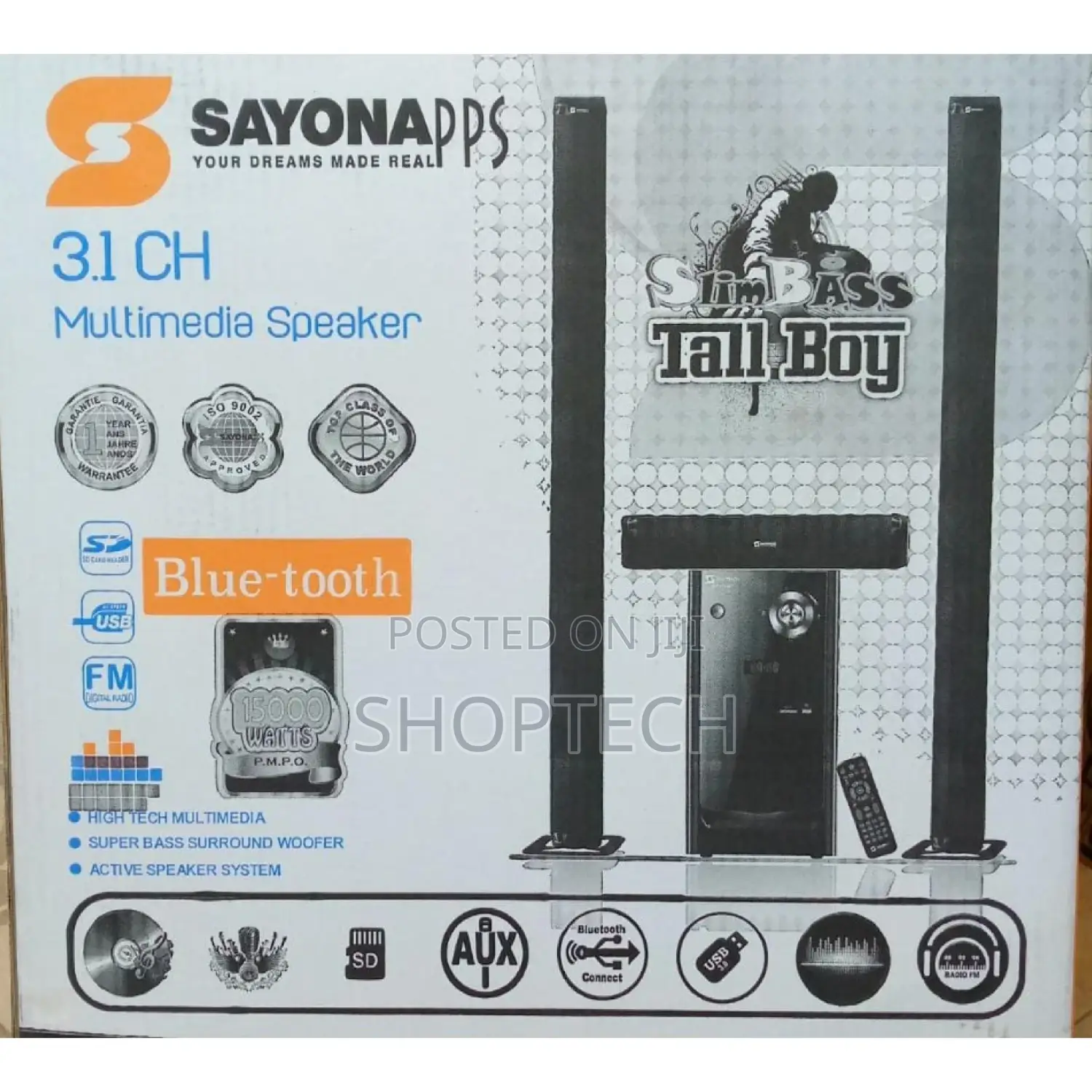 15000watts 3.1ch Tall Boy Sayona Multimedia Speaker System.