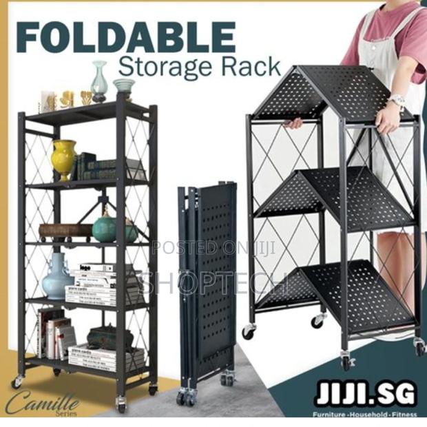 Fordable Kitchen Metalic Storage Rack With Wheels - main view