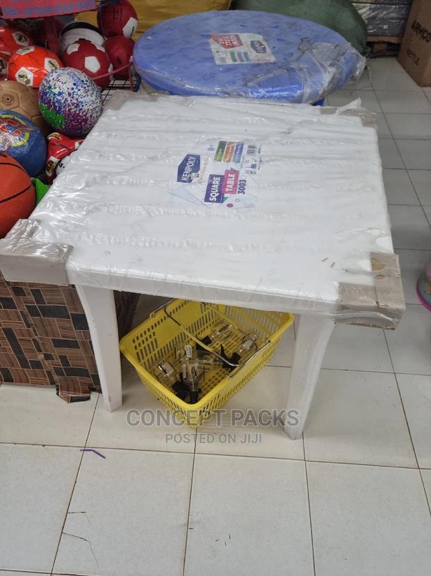 White Plastic Square Table. Standard Size. - main view