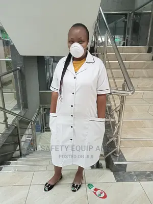 White With Black Piping Medical Dress