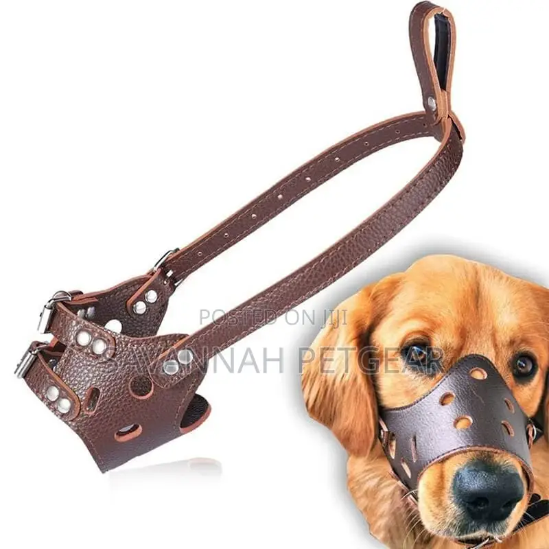 Adjustable Soft PU Leather Safety Dog Muzzle - Small Size