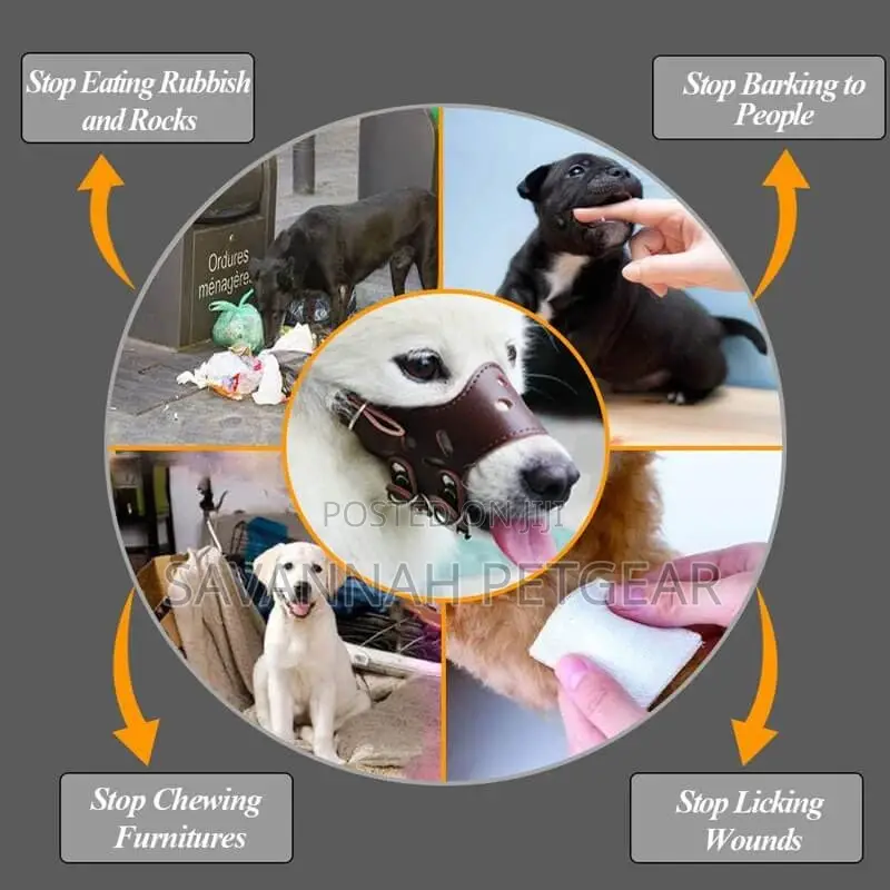 Adjustable Soft PU Leather Safety Dog Muzzle - Small Size