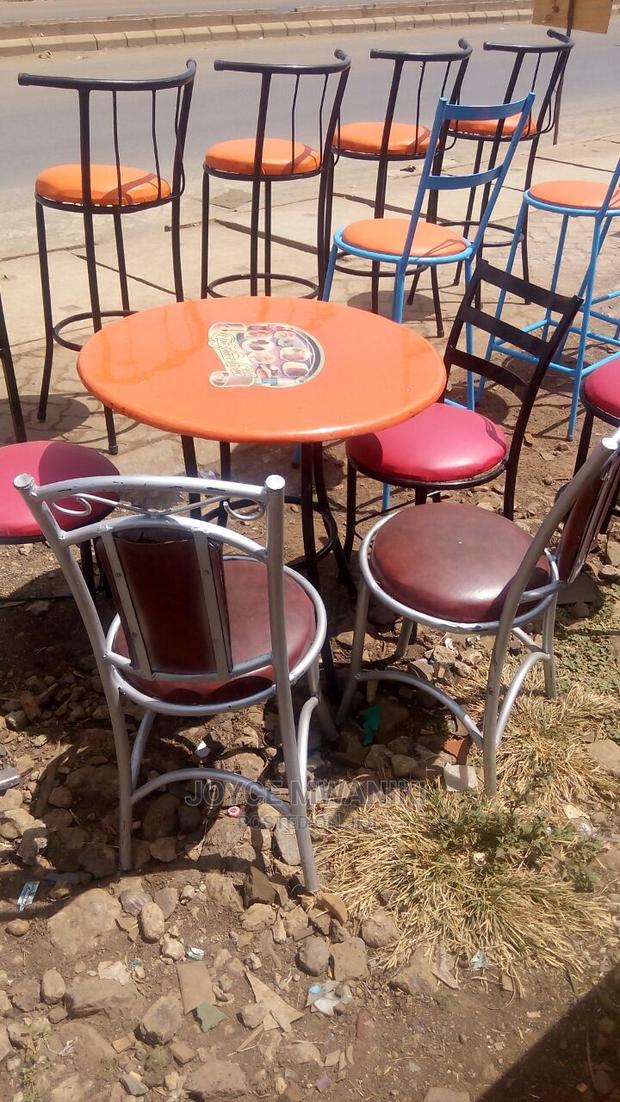 Set of 4 Restaurant Chairs and Table - main view