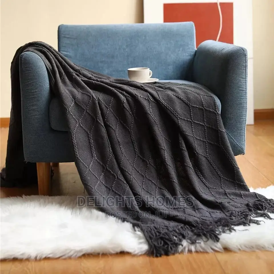 Nordic Plain Knitted Throw Blankets