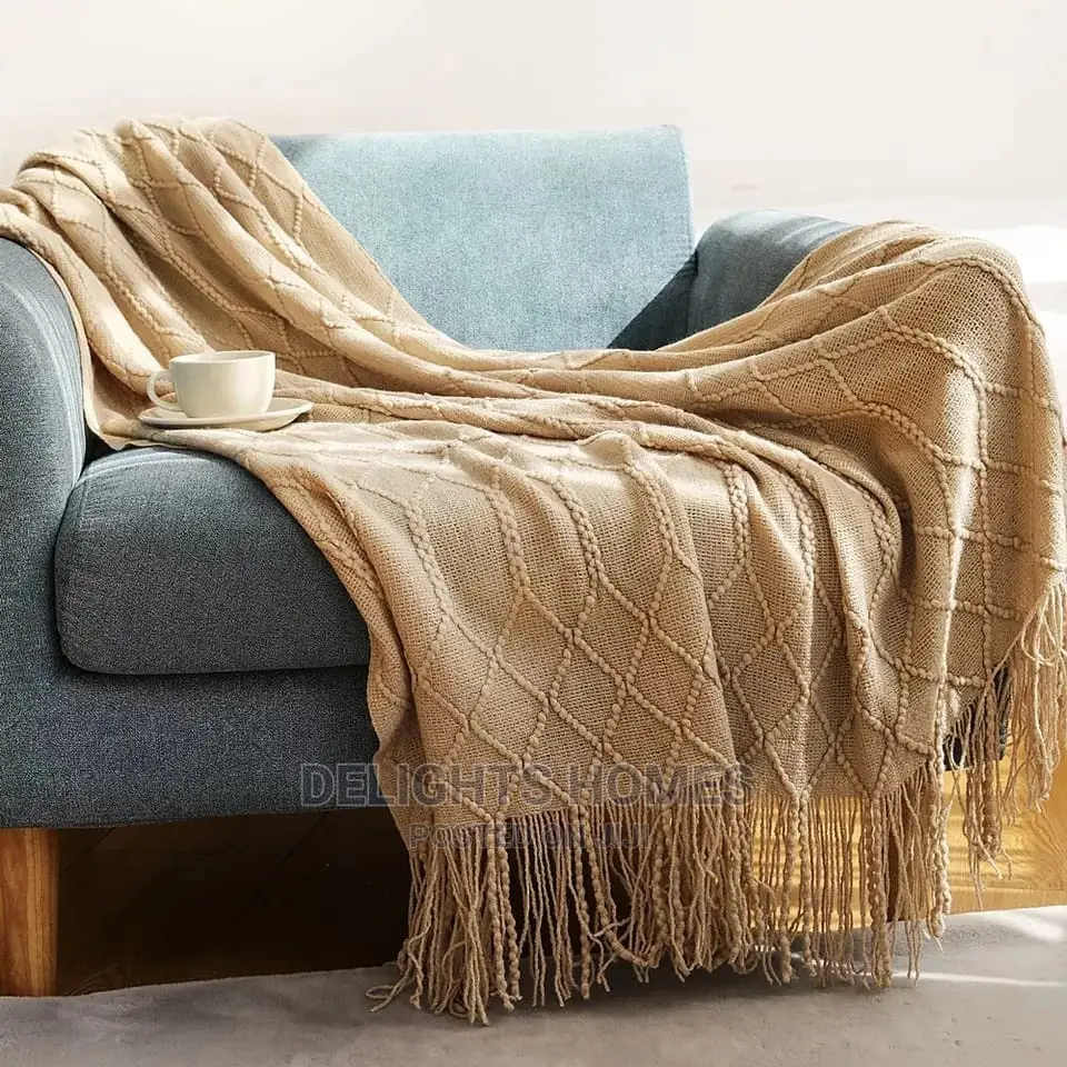 Nordic Plain Knitted Throw Blankets