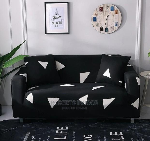 Black and White 5seater Printed Sofa Cover - main view