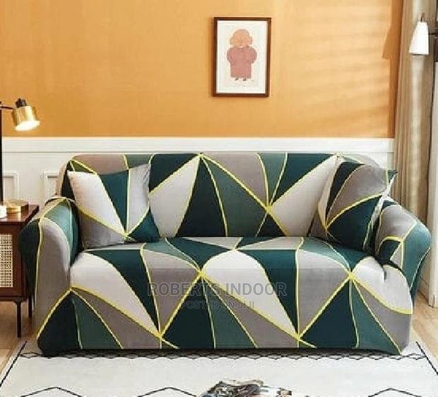 Blended Green 7 Seater Printed Sofa Cover - main view