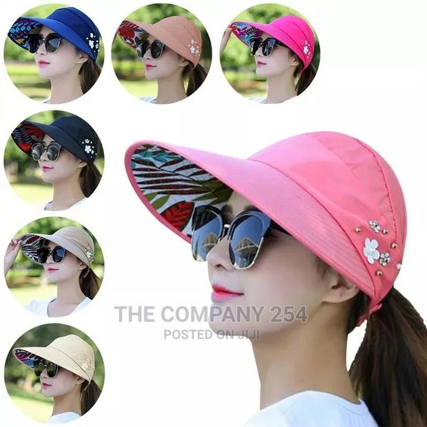 Summer Hats for Women Foldable Sun Hat Pearl Flower Visor