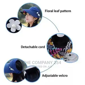 Summer Hats for Women Foldable Sun Hat Pearl Flower Visor