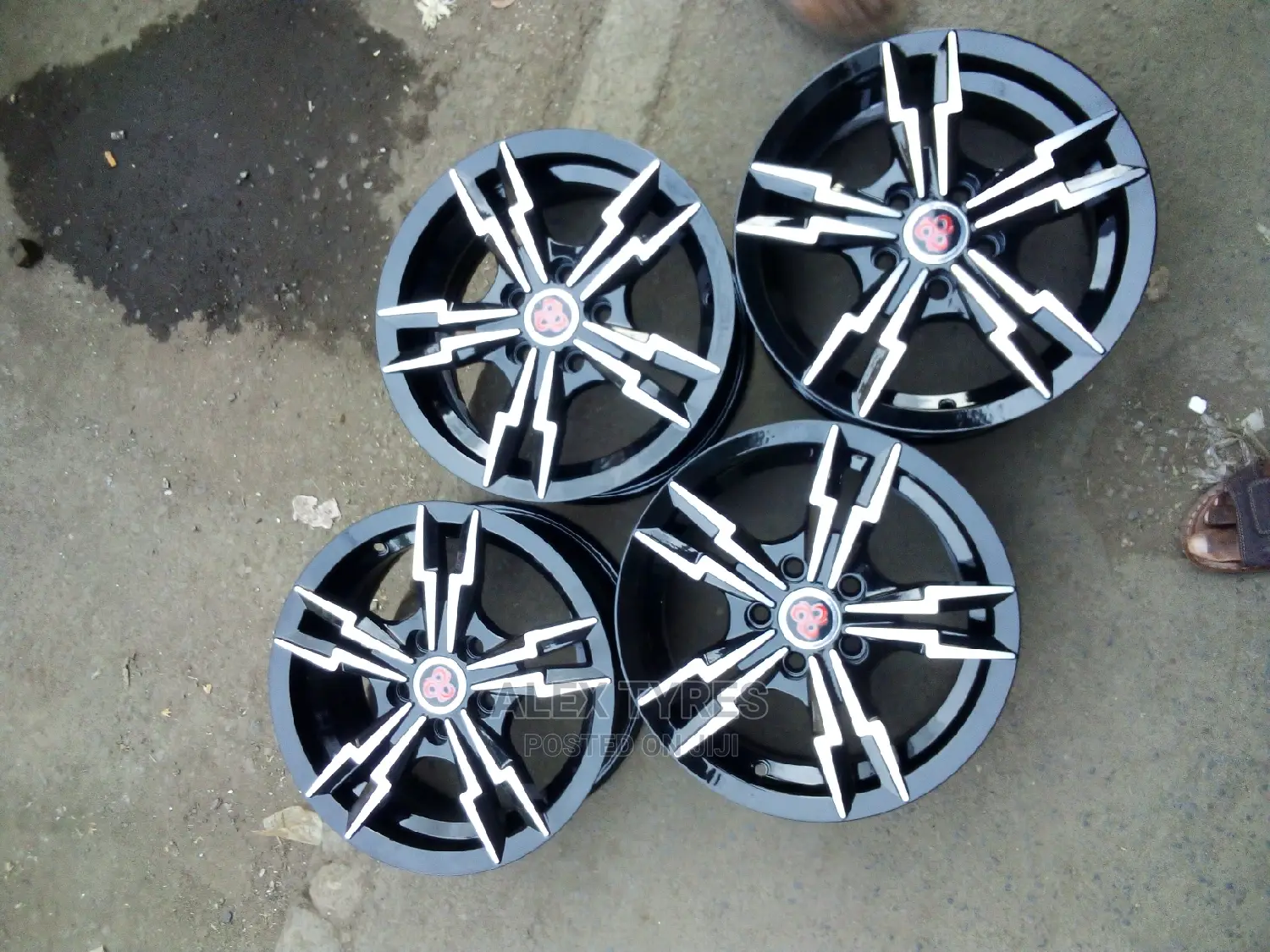 Size 14 Inches Black Sliver Premio Sport Rims Set