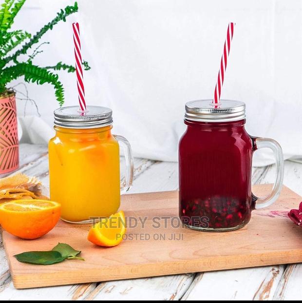 Mason Jars With Handle, Cover Reusable Straw - main view