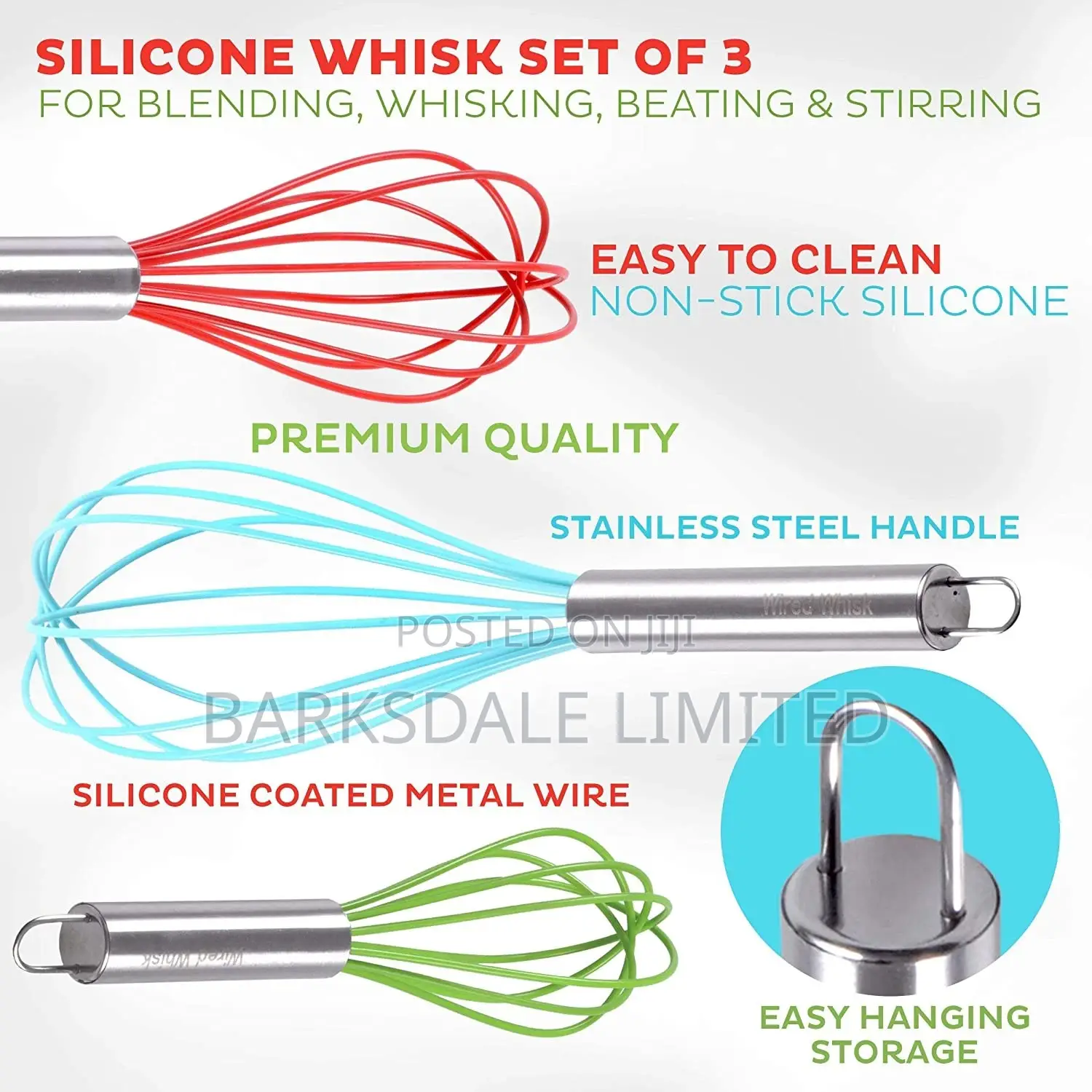 Silicone Whisk High Heat Resistant Stainless Steel Non-Stick