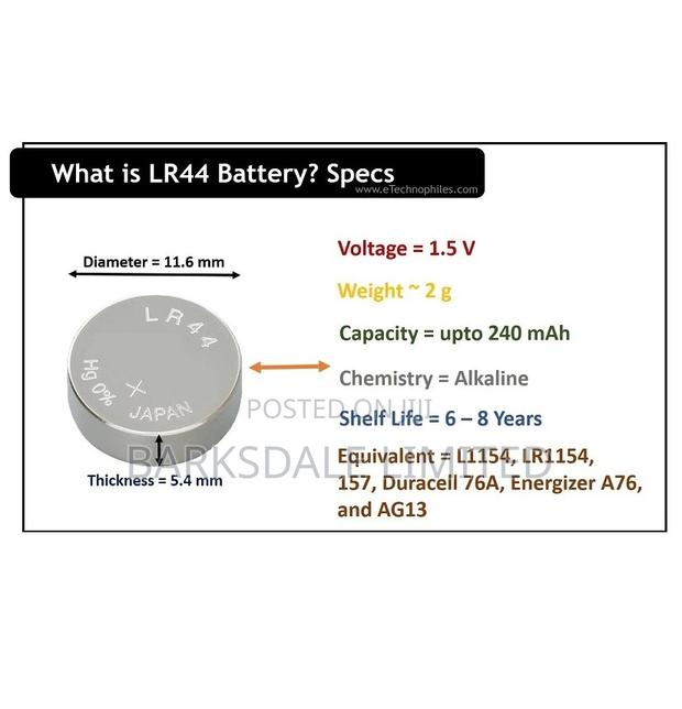 LR44 AG13 Silver Oxide Button Battery 1.5V X 5 - thumbnail 4