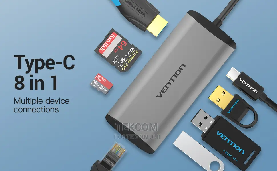 "Vention Type C to Multi-Function 8 in 1 Docking Station Typ